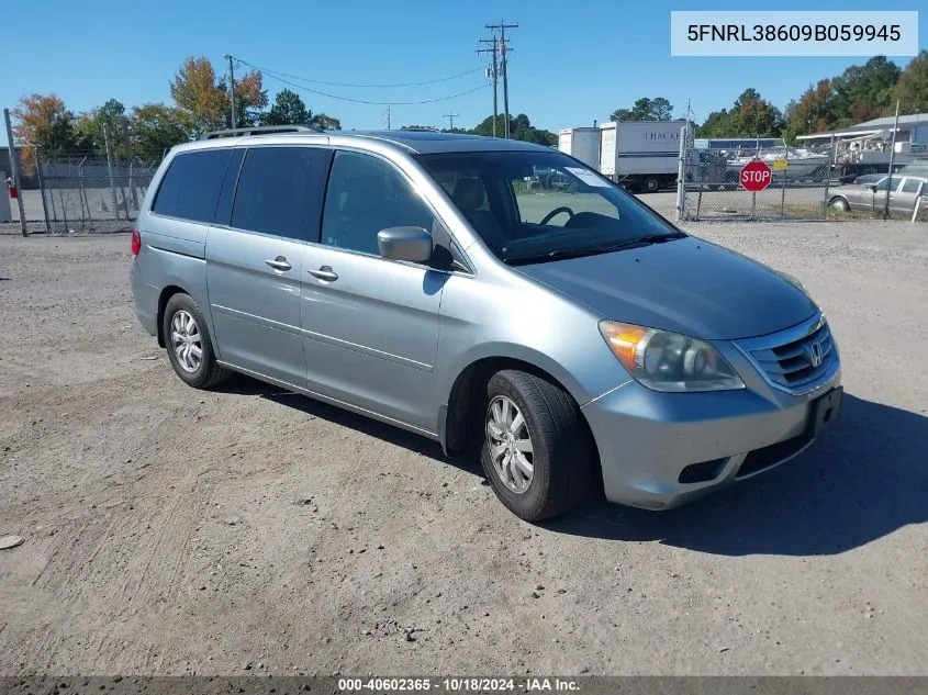 2009 Honda Odyssey Ex-L VIN: 5FNRL38609B059945 Lot: 40602365