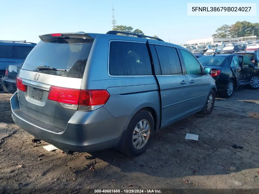 2009 Honda Odyssey Ex-L VIN: 5FNRL38679B024027 Lot: 40681688