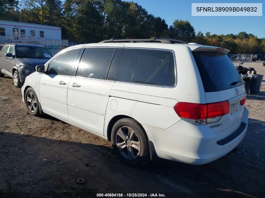 2009 Honda Odyssey Touring VIN: 5FNRL38909B049832 Lot: 40694188