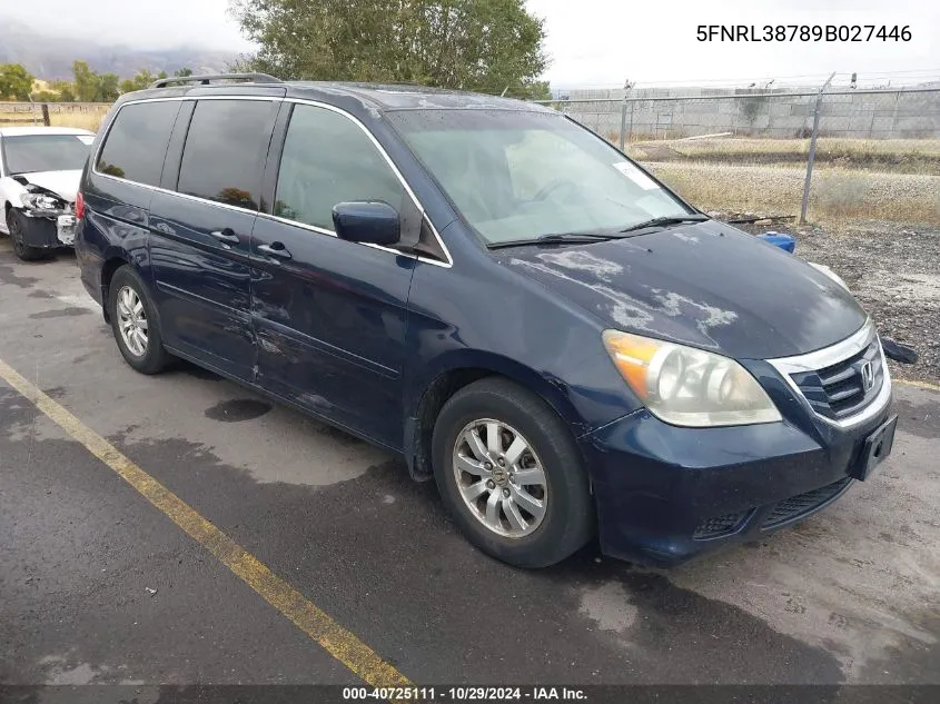 2009 Honda Odyssey Ex-L VIN: 5FNRL38789B027446 Lot: 40725111