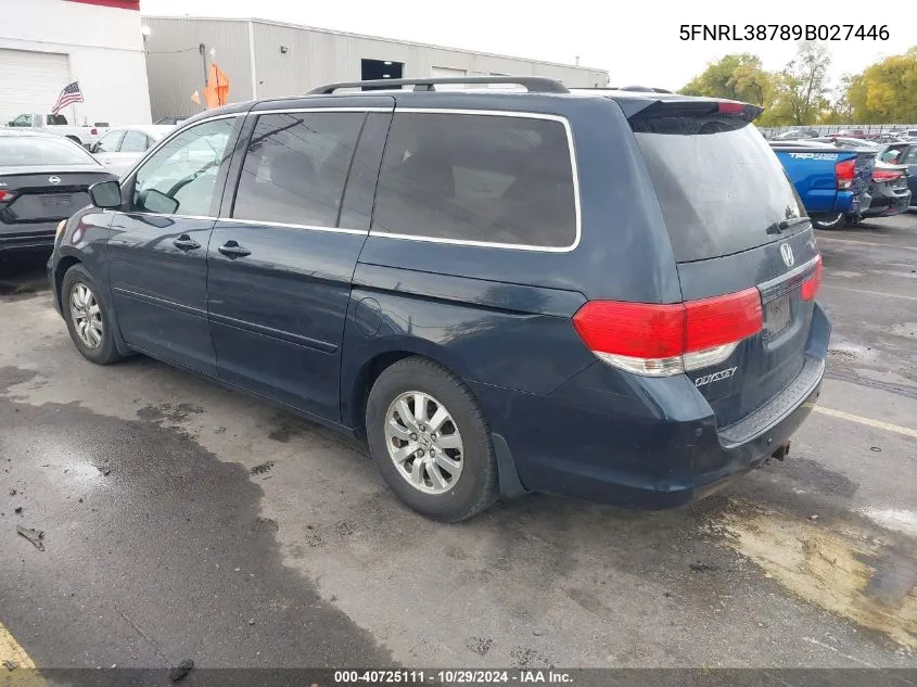 2009 Honda Odyssey Ex-L VIN: 5FNRL38789B027446 Lot: 40725111