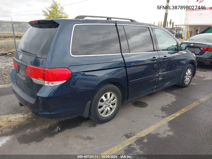 2009 Honda Odyssey Ex-L VIN: 5FNRL38789B027446 Lot: 40725111