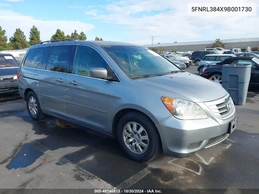 2009 Honda Odyssey Ex VIN: 5FNRL384X9B001730 Lot: 40740813