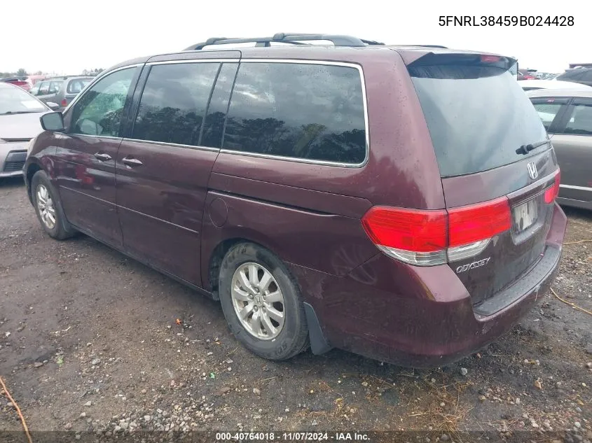 2009 Honda Odyssey Ex VIN: 5FNRL38459B024428 Lot: 40764018