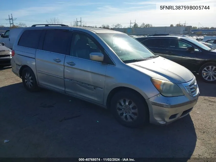 2009 Honda Odyssey Ex-L VIN: 5FNRL38759B005744 Lot: 40768074