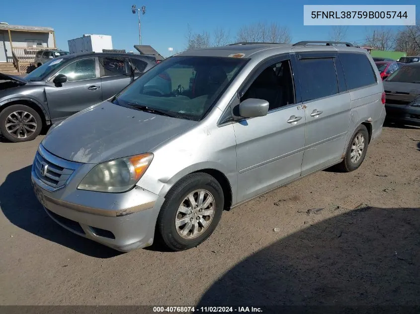 2009 Honda Odyssey Ex-L VIN: 5FNRL38759B005744 Lot: 40768074