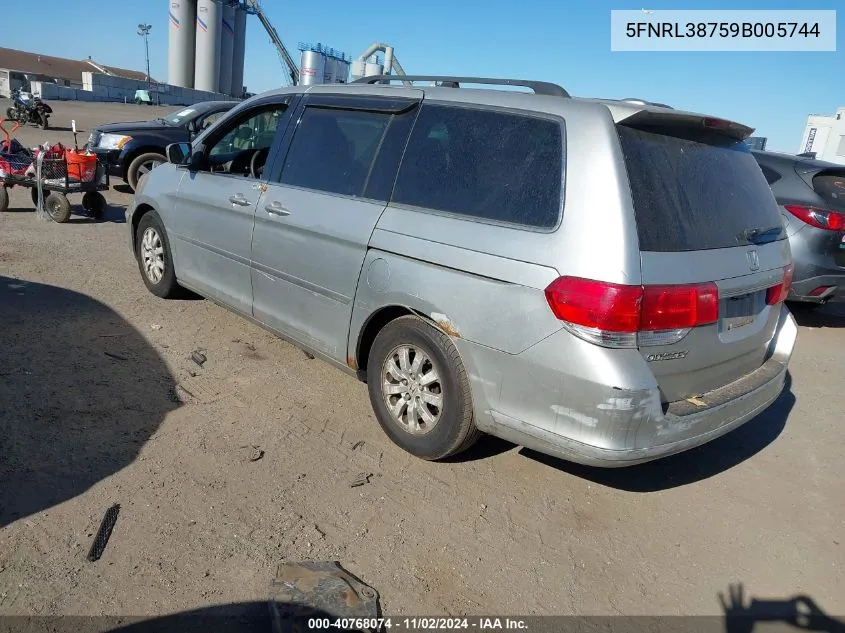 2009 Honda Odyssey Ex-L VIN: 5FNRL38759B005744 Lot: 40768074