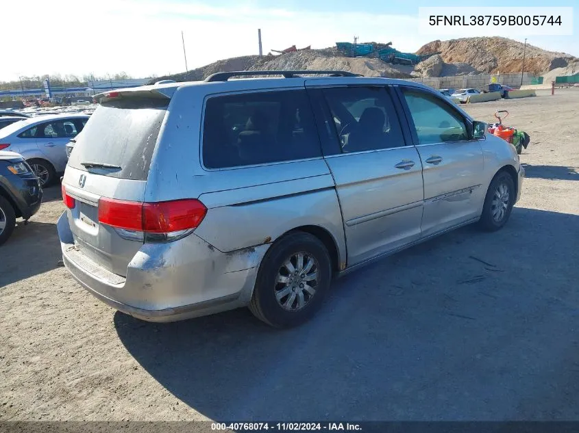 2009 Honda Odyssey Ex-L VIN: 5FNRL38759B005744 Lot: 40768074