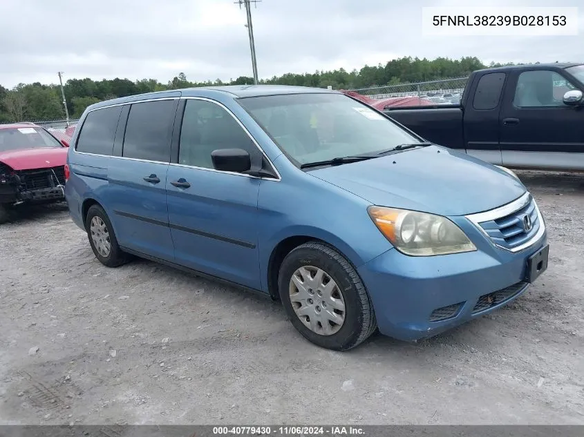 2009 Honda Odyssey Lx VIN: 5FNRL38239B028153 Lot: 40779430