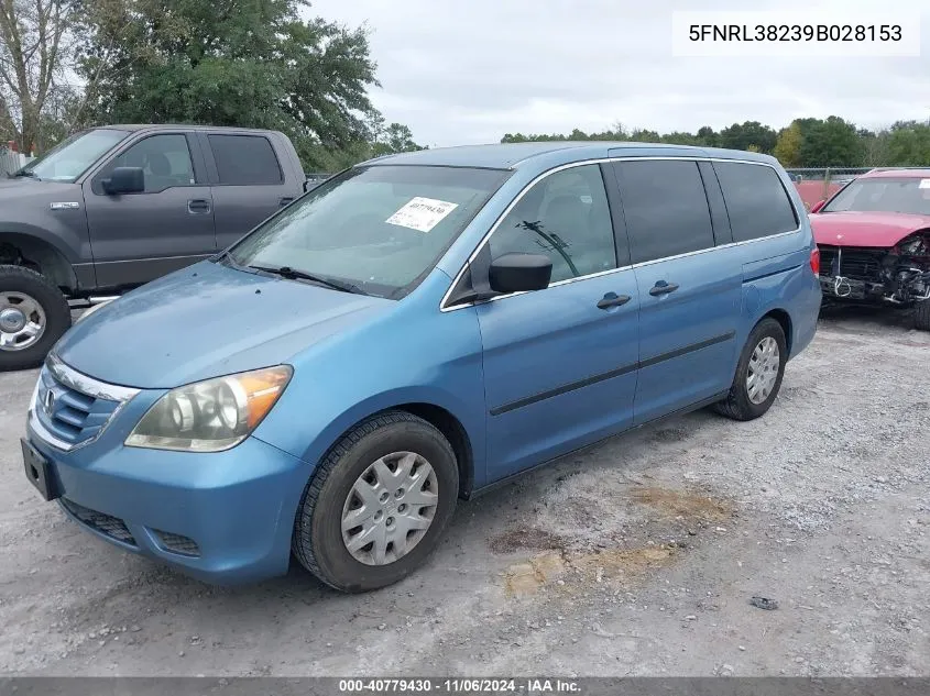 2009 Honda Odyssey Lx VIN: 5FNRL38239B028153 Lot: 40779430