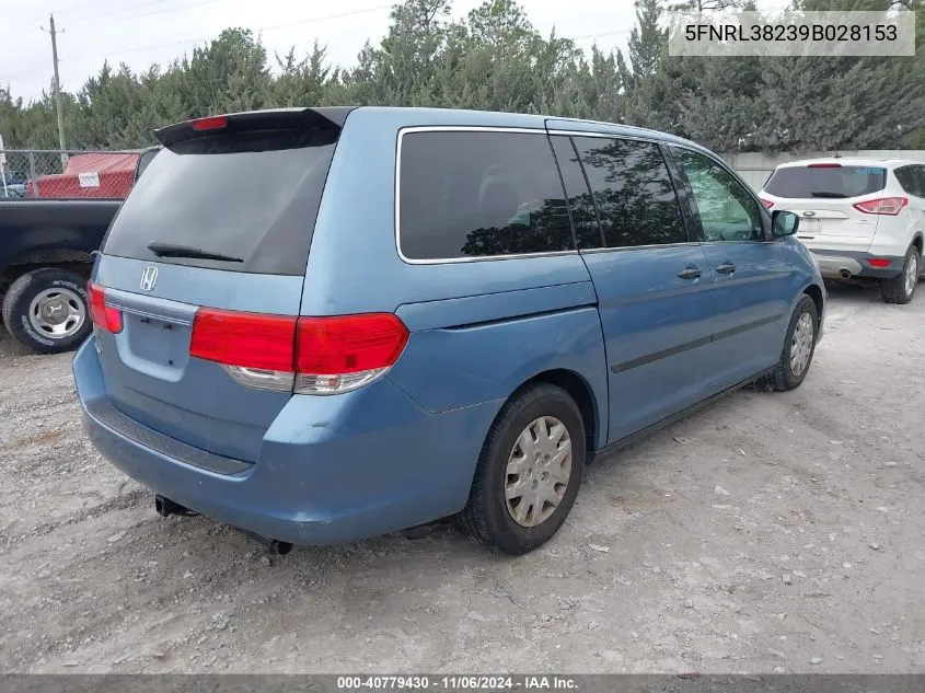 2009 Honda Odyssey Lx VIN: 5FNRL38239B028153 Lot: 40779430