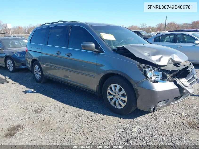 2009 Honda Odyssey Ex-L VIN: 5FNRL38749B409781 Lot: 40804343