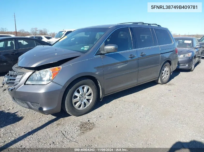 2009 Honda Odyssey Ex-L VIN: 5FNRL38749B409781 Lot: 40804343