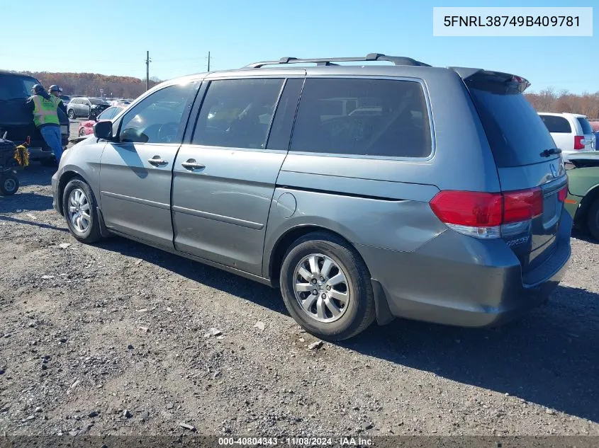 2009 Honda Odyssey Ex-L VIN: 5FNRL38749B409781 Lot: 40804343