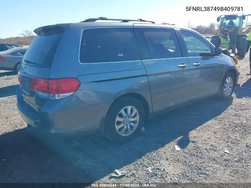 2009 Honda Odyssey Ex-L VIN: 5FNRL38749B409781 Lot: 40804343