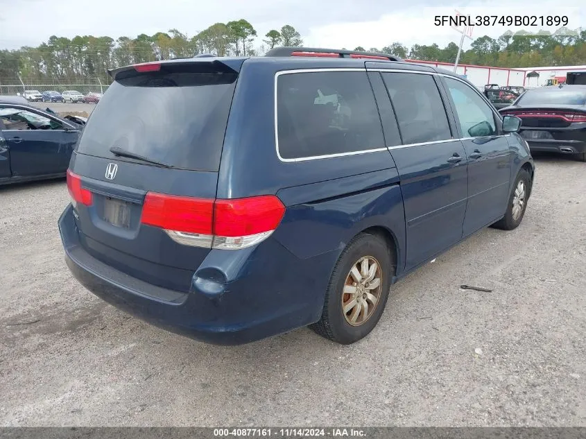 2009 Honda Odyssey Ex-L VIN: 5FNRL38749B021899 Lot: 40877161