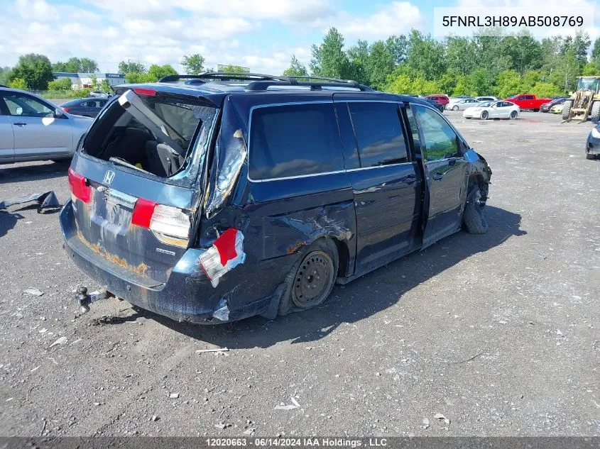 2010 Honda Odyssey VIN: 5FNRL3H89AB508769 Lot: 12020663