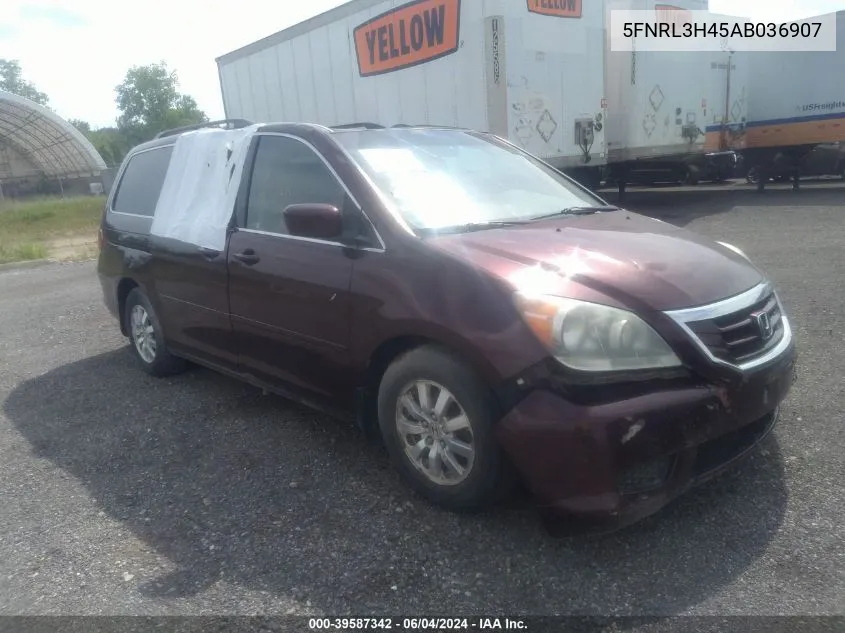 2010 Honda Odyssey Ex VIN: 5FNRL3H45AB036907 Lot: 39587342