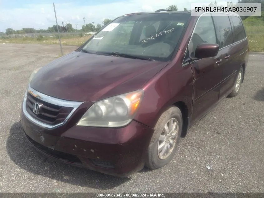 2010 Honda Odyssey Ex VIN: 5FNRL3H45AB036907 Lot: 39587342