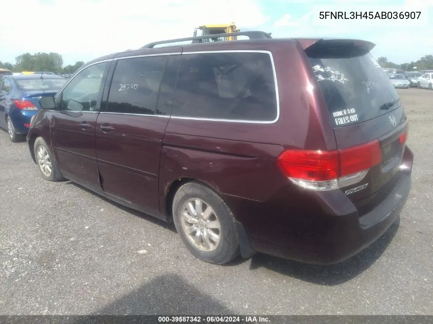 2010 Honda Odyssey Ex VIN: 5FNRL3H45AB036907 Lot: 39587342