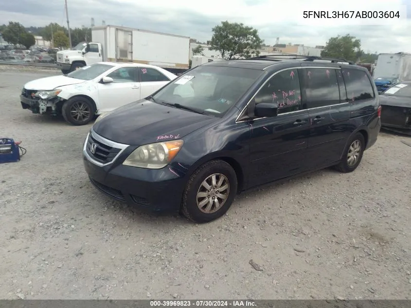 2010 Honda Odyssey Ex-L VIN: 5FNRL3H67AB003604 Lot: 39969823