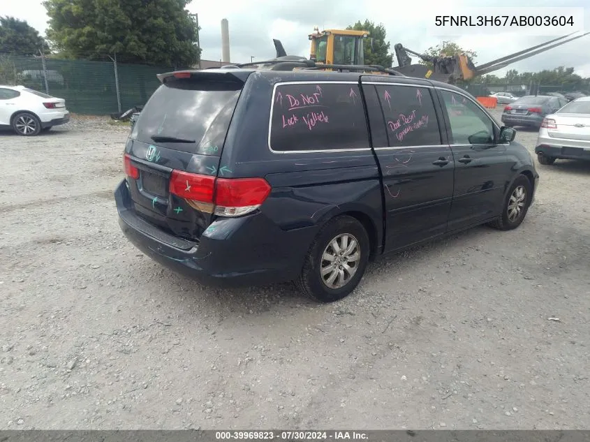 2010 Honda Odyssey Ex-L VIN: 5FNRL3H67AB003604 Lot: 39969823