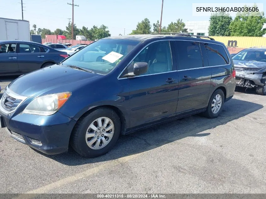 2010 Honda Odyssey Ex-L VIN: 5FNRL3H60AB003606 Lot: 40211315