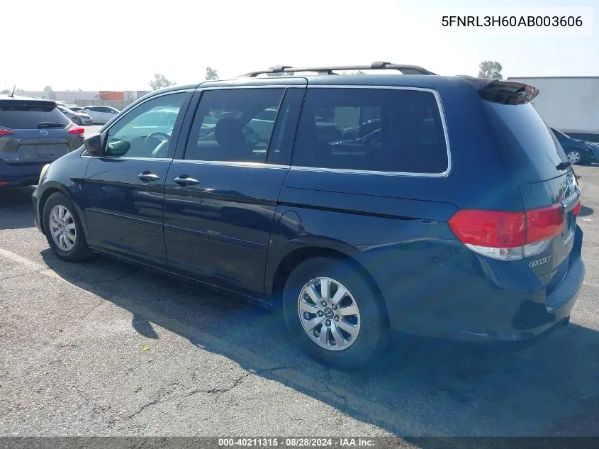 2010 Honda Odyssey Ex-L VIN: 5FNRL3H60AB003606 Lot: 40211315