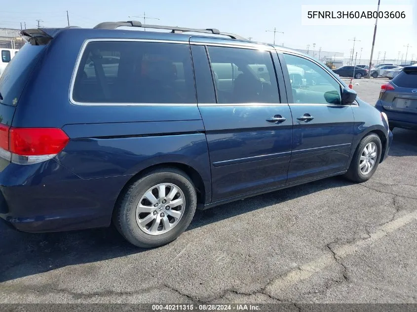 2010 Honda Odyssey Ex-L VIN: 5FNRL3H60AB003606 Lot: 40211315