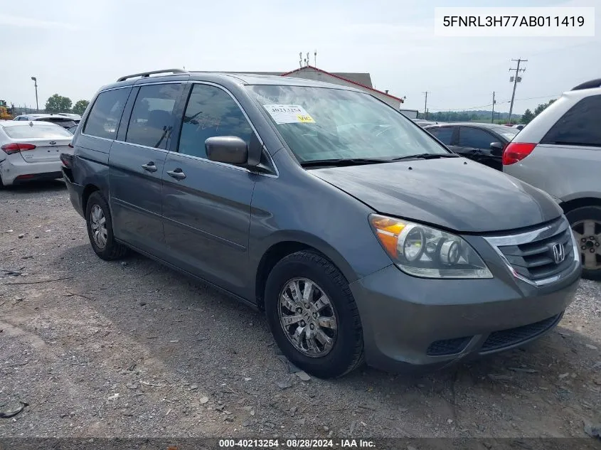 2010 Honda Odyssey Ex-L VIN: 5FNRL3H77AB011419 Lot: 40213254