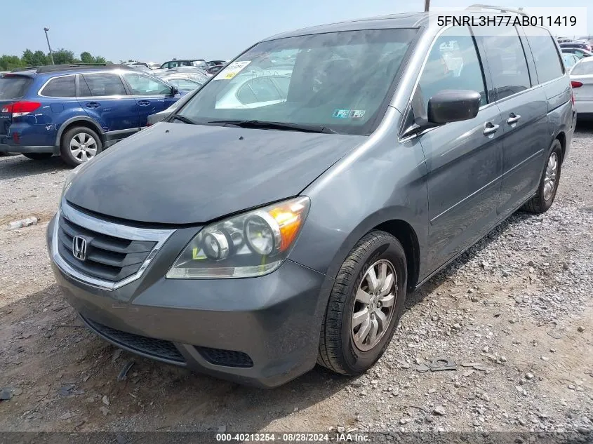 2010 Honda Odyssey Ex-L VIN: 5FNRL3H77AB011419 Lot: 40213254