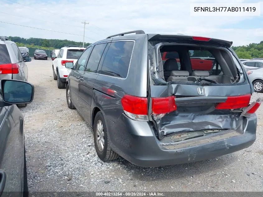 2010 Honda Odyssey Ex-L VIN: 5FNRL3H77AB011419 Lot: 40213254