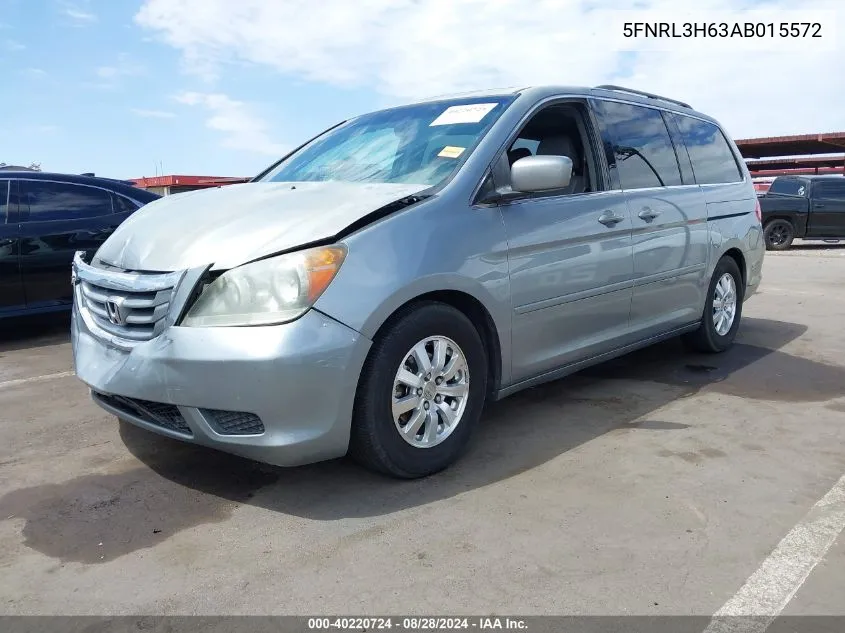 2010 Honda Odyssey Ex-L VIN: 5FNRL3H63AB015572 Lot: 40220724