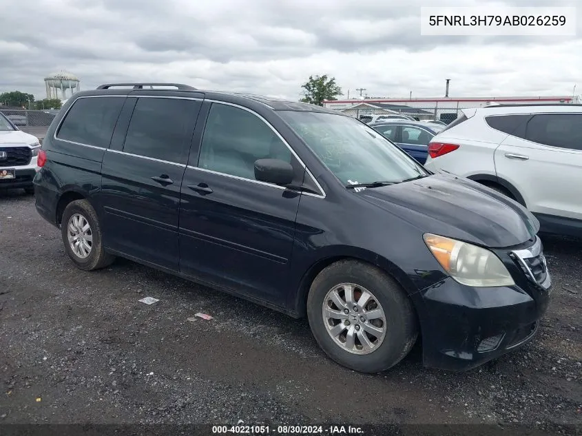 2010 Honda Odyssey Ex-L VIN: 5FNRL3H79AB026259 Lot: 40221051