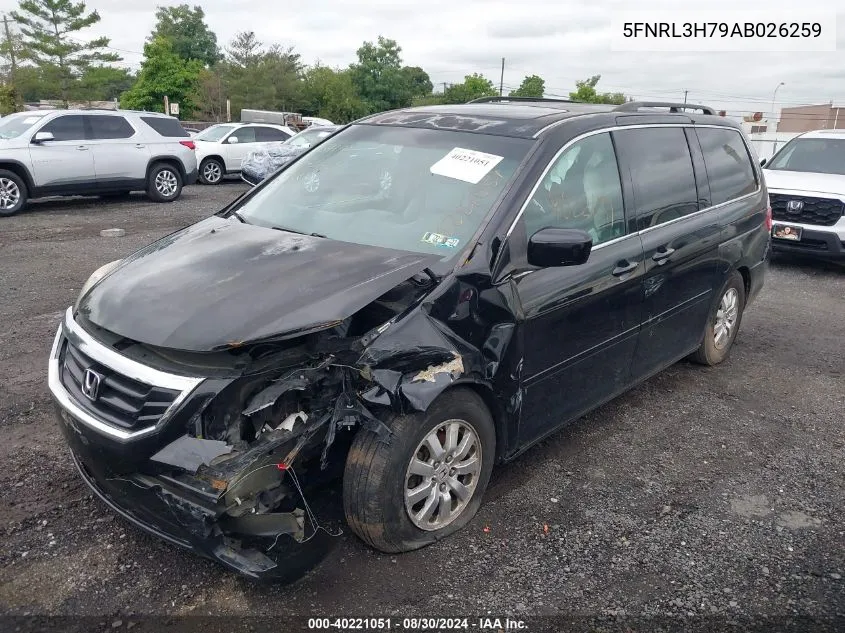 2010 Honda Odyssey Ex-L VIN: 5FNRL3H79AB026259 Lot: 40221051