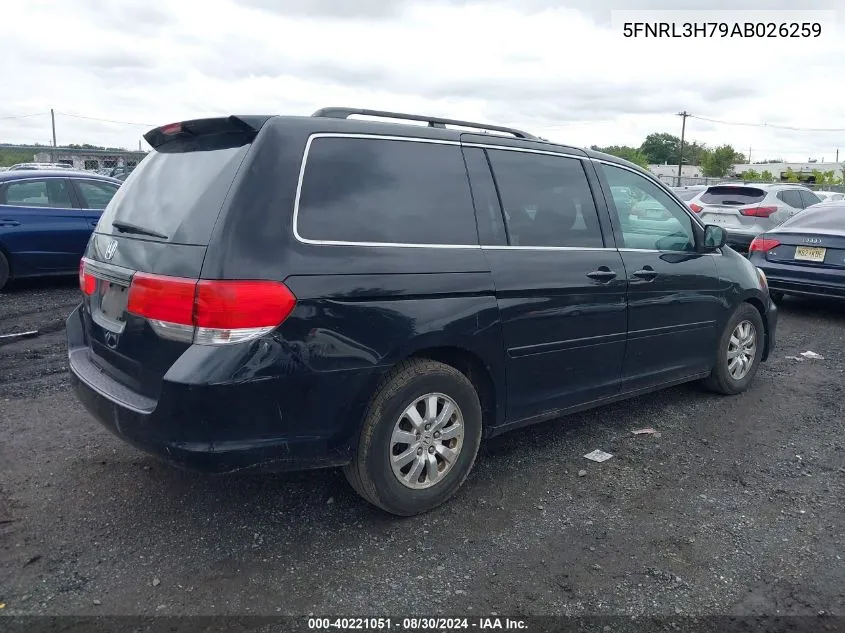 2010 Honda Odyssey Ex-L VIN: 5FNRL3H79AB026259 Lot: 40221051