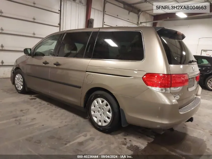 2010 Honda Odyssey Lx VIN: 5FNRL3H2XAB004663 Lot: 40236444