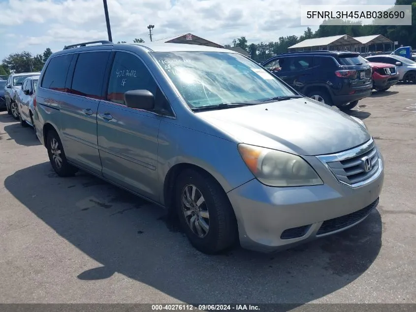 2010 Honda Odyssey Ex VIN: 5FNRL3H45AB038690 Lot: 40276112