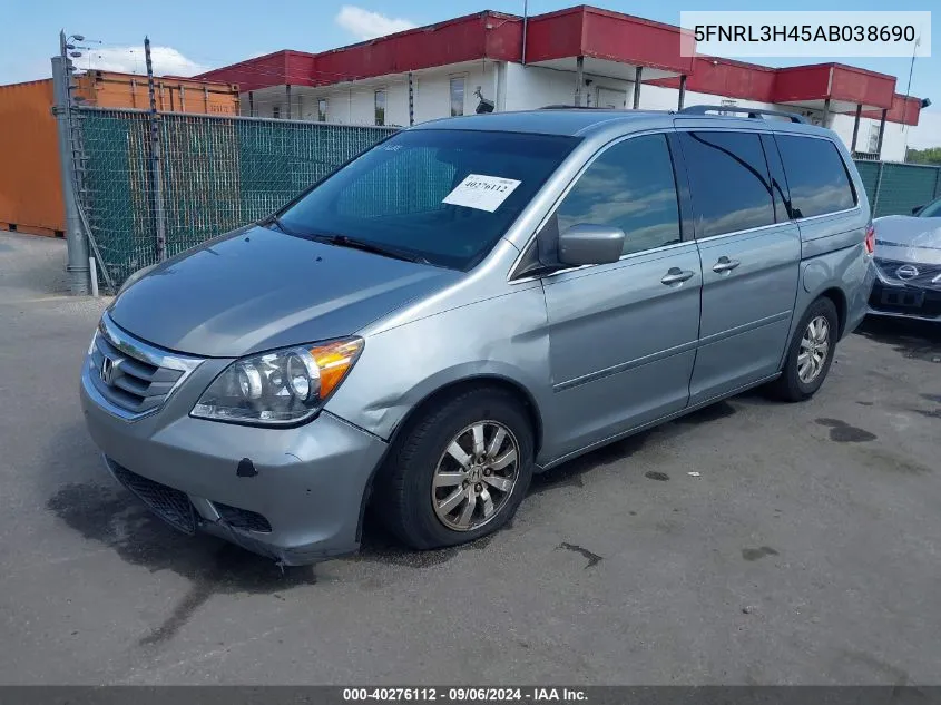 2010 Honda Odyssey Ex VIN: 5FNRL3H45AB038690 Lot: 40276112