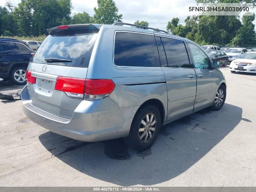 2010 Honda Odyssey Ex VIN: 5FNRL3H45AB038690 Lot: 40276112