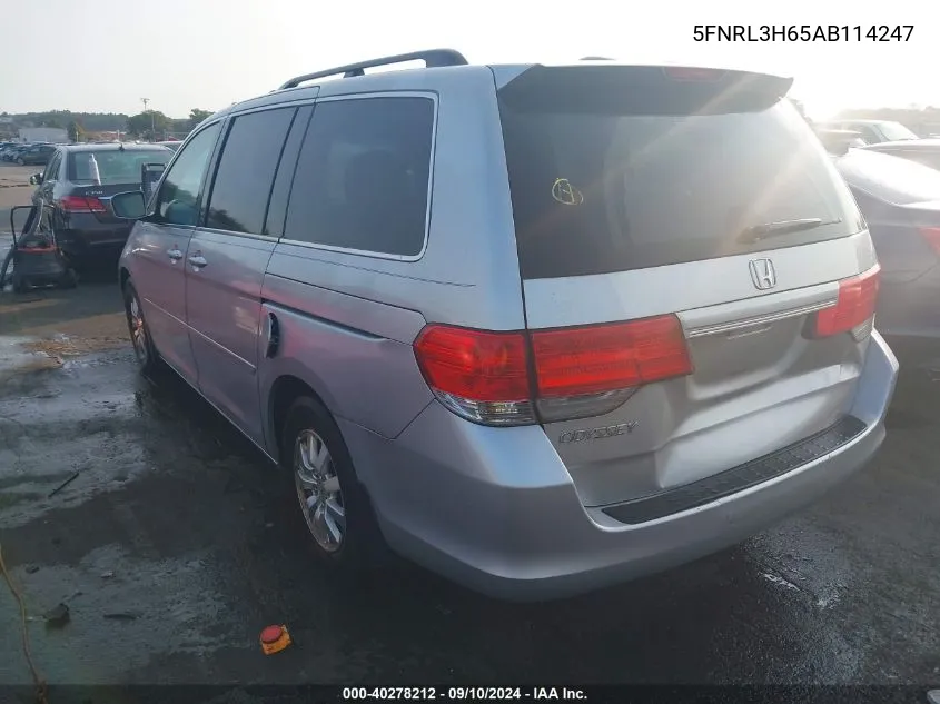 5FNRL3H65AB114247 2010 Honda Odyssey Ex-L