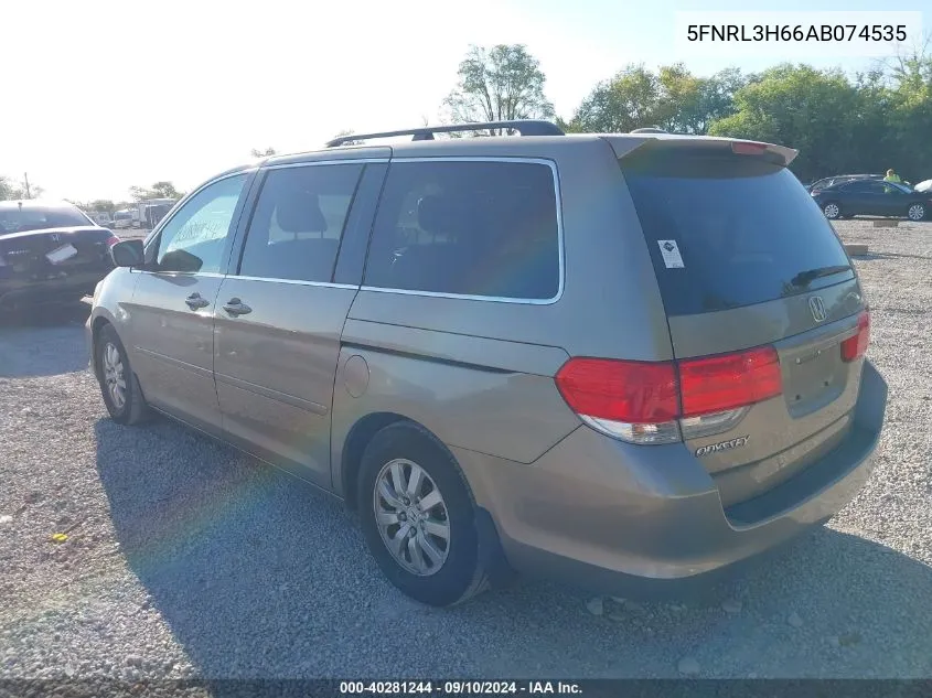 2010 Honda Odyssey Exl VIN: 5FNRL3H66AB074535 Lot: 40281244