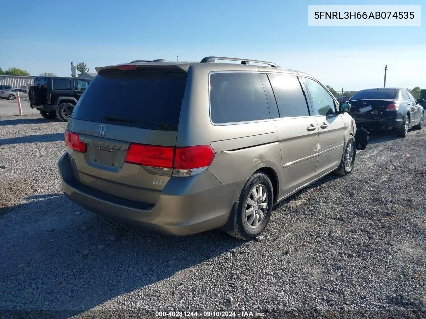 2010 Honda Odyssey Exl VIN: 5FNRL3H66AB074535 Lot: 40281244