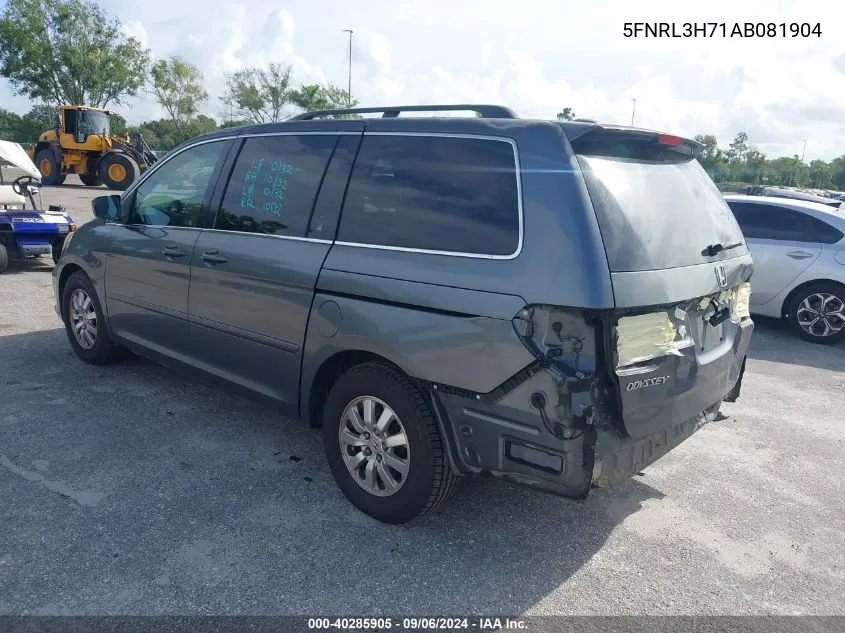 2010 Honda Odyssey Ex-L VIN: 5FNRL3H71AB081904 Lot: 40285905