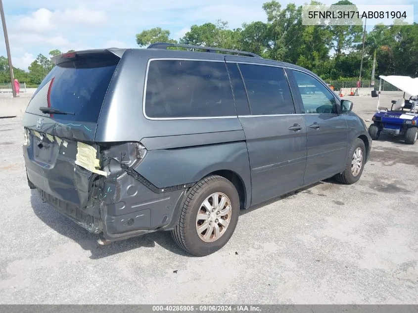 2010 Honda Odyssey Ex-L VIN: 5FNRL3H71AB081904 Lot: 40285905