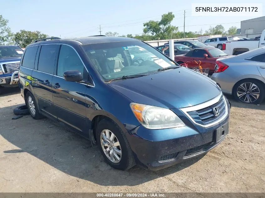 2010 Honda Odyssey Ex-L VIN: 5FNRL3H72AB071172 Lot: 40288647