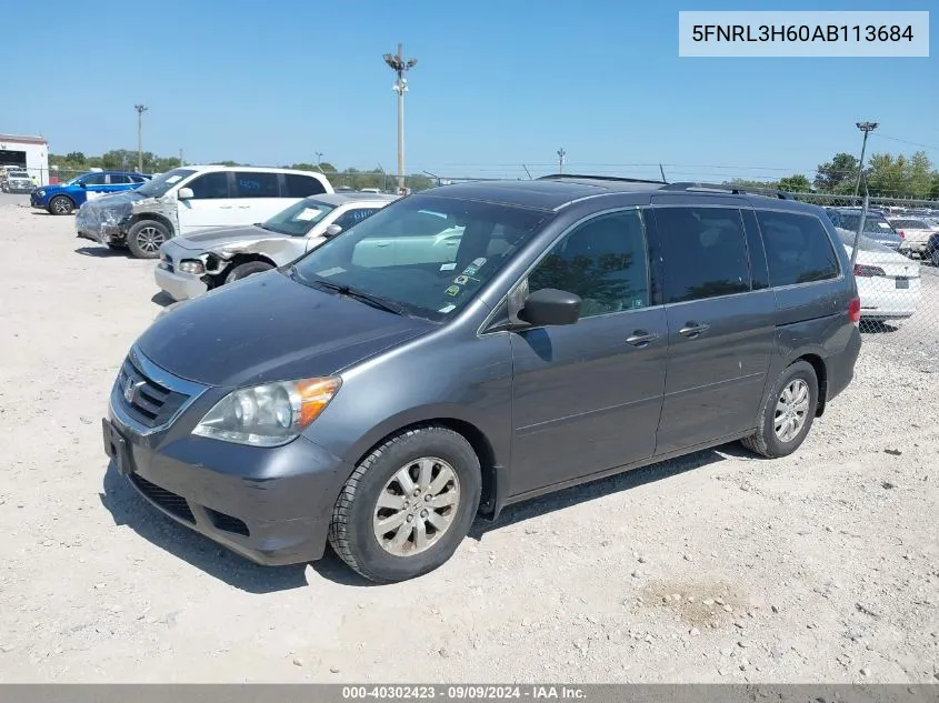 2010 Honda Odyssey Ex-L VIN: 5FNRL3H60AB113684 Lot: 40302423