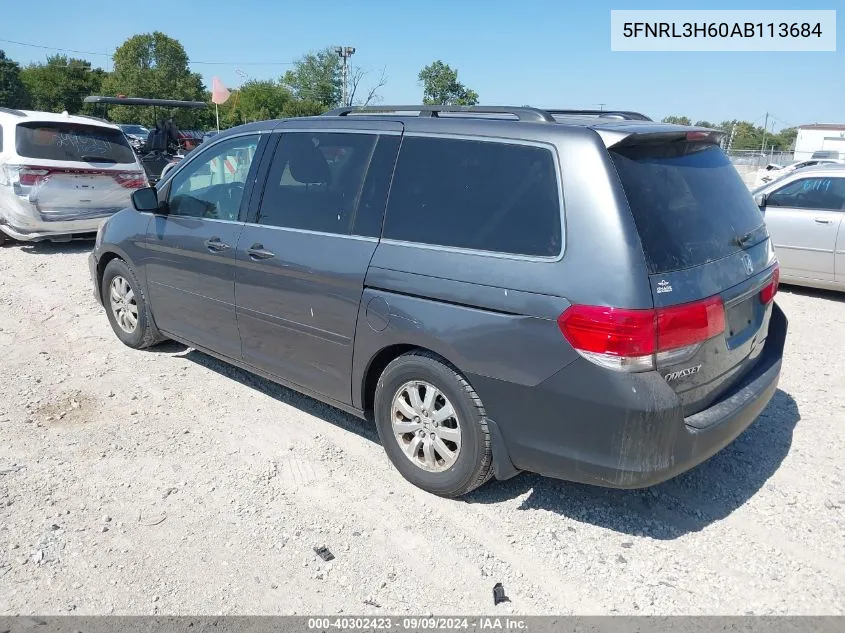 2010 Honda Odyssey Ex-L VIN: 5FNRL3H60AB113684 Lot: 40302423