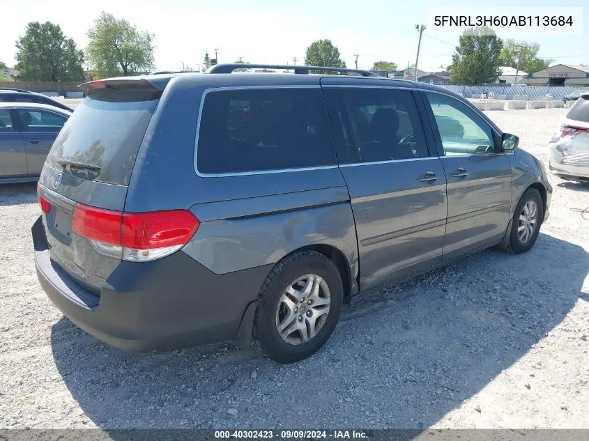 2010 Honda Odyssey Ex-L VIN: 5FNRL3H60AB113684 Lot: 40302423