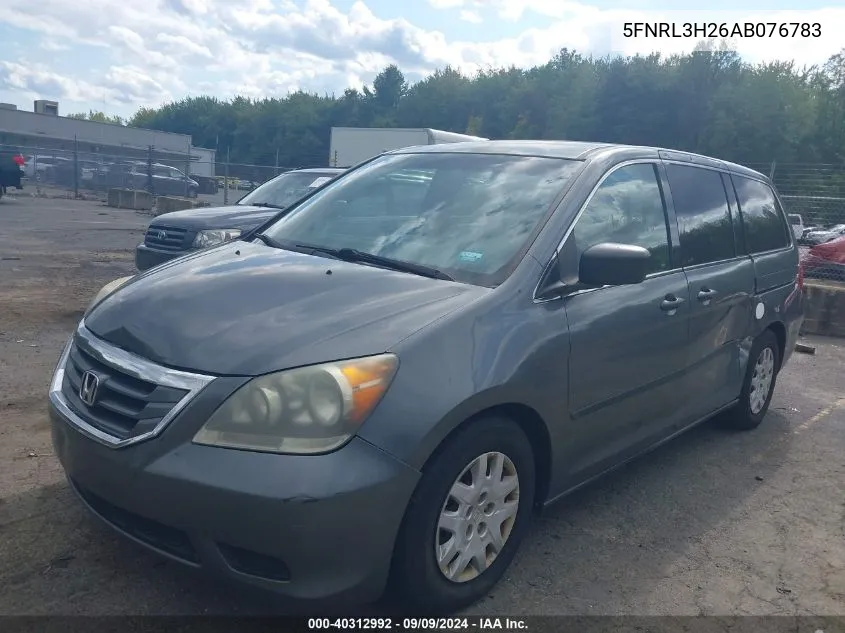 2010 Honda Odyssey Lx VIN: 5FNRL3H26AB076783 Lot: 40312992